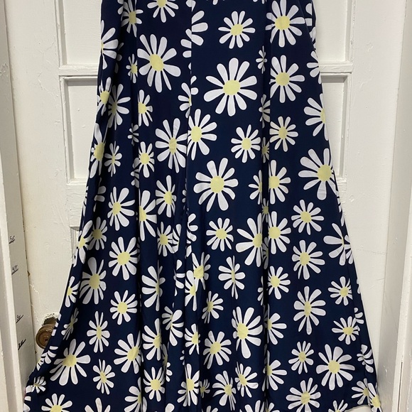 Cato High-Rise Super wide leg Daisy print Pull-on Navy/white pant women’s PXL - Picture 3 of 10